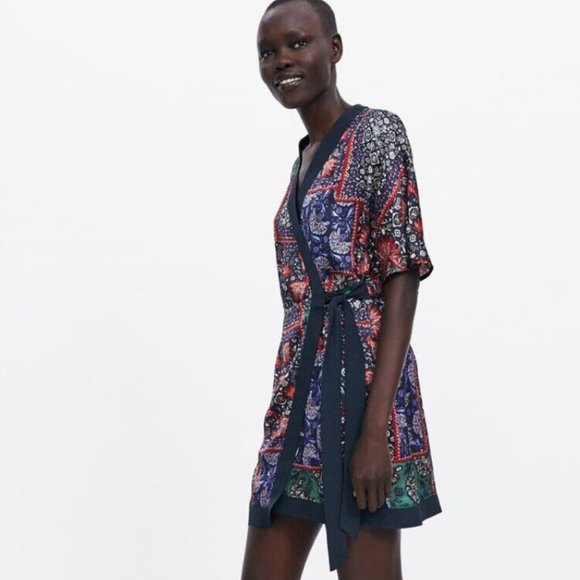 ZARA | Printed Dress with Bow - Picture 3 of 8